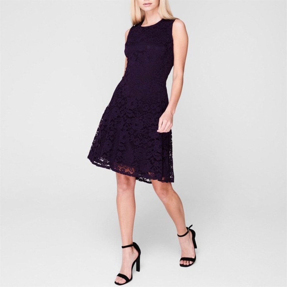 DKNY Purple Sleeveless Lace Dress